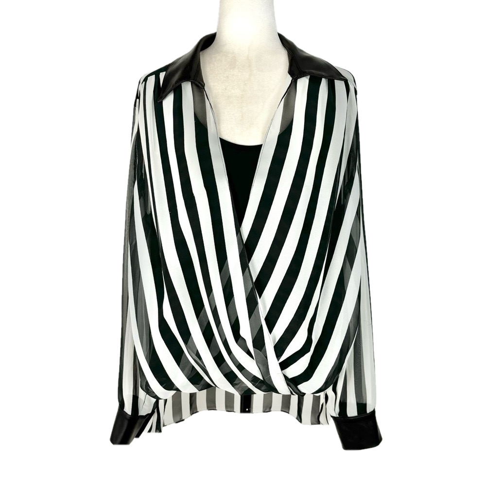 Frank Lyman black and white striped blouse